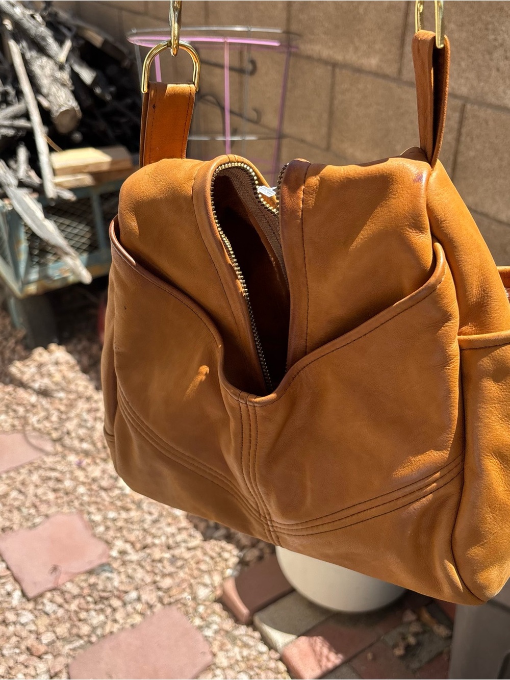 Tan genuine Leather Shoulder Bag - Women Bags